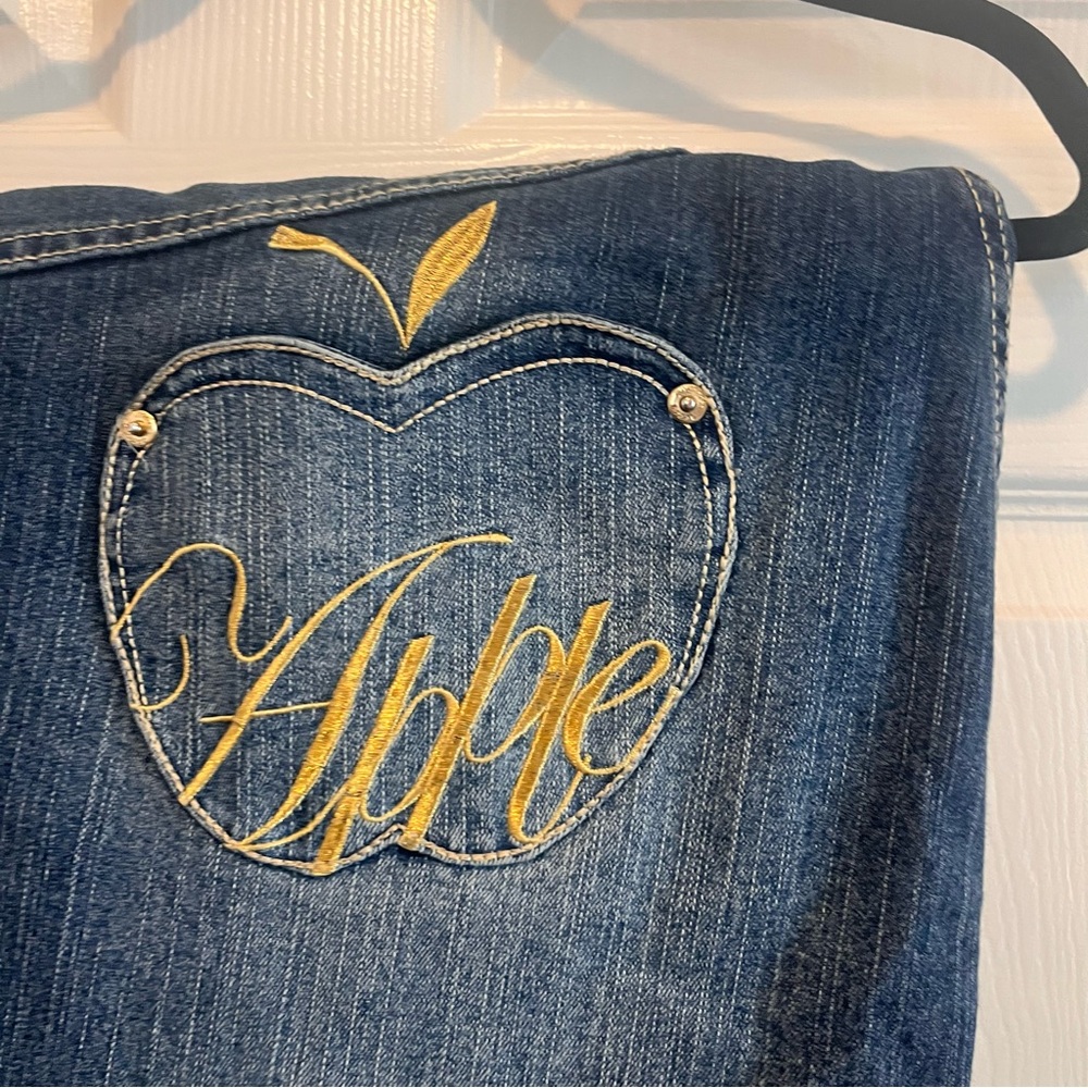 Apple Bottoms Blue Jeans with Gold Embroidery